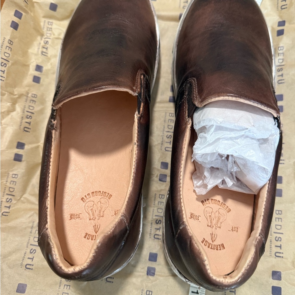 BED|STU Brown Leather Loafers Slip-Ons